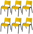 Cadeira Iso Base Preto Igreja, Escola, Escritório - Amarelo Kit 6 Peças