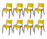 Cadeira Iso Base Preto Igreja, Escola, Escritório - Amarelo Kit 8 Peças