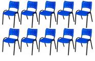 Cadeira Iso Base Preto Igreja, Escola, Escritório - Azul - Kit 10 Peças