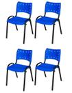 Cadeira Iso Base Preto Igreja, Escola, Escritório - Azul - Kit 4 Peças