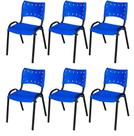 Cadeira Iso Base Preto Igreja, Escola, Escritório - Azul - Kit 6 Peças