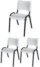 Cadeira Iso Base Preto Igreja, Escola, Escritório - Branco Kit 3 Peças Cadeira Iso Base Preto Igreja, Escola, Escritório - Branco Kit 3 Peças