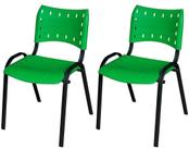 Cadeira Iso Base Preto Igreja, Escola, Escritório - Verde - Kit 2 Peças