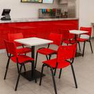 Cadeira Iso Base Preto Igreja, Escola, Escritório - Vermelho Kit 6 Peças