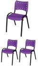 Cadeira Iso Base Preto Igreja, Escola, Escritório - Violeta Kit 3 Peças
