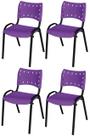 Cadeira Iso Base Preto Igreja, Escola, Escritório - Violeta Kit 4 Peças