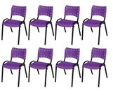 Cadeira Iso Base Preto Igreja, Escola, Escritório - Violeta Kit 8 Peças