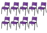 Cadeira Iso Base Preto Igreja, Escola, Escritório - Violeta Kit 9 Peças