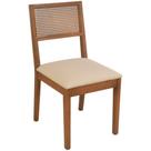 Cadeira Jantar Alice Madeira Maciça Castanho Palha Sextavada Castanho Assento material sintético Off White