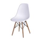 Cadeira Jantar Eames Eiffel Pés de Madeira com Assento Branco