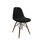 Cadeira Jantar Estofada Preto Eames Base Madeira