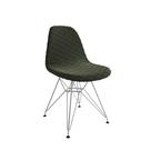 Cadeira Jantar Estofada Verde Eames Base Ferro Branco