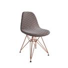 Cadeira Jantar Estofado Nude Eames Base Ferro Cobre
