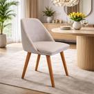Cadeira Jantar Jade Linho Bege Couro Off White Moderna Luxo Cadeira Jantar Jade Linho Bege Couro Off White Moderna Luxo