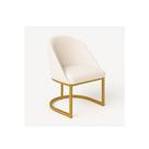 Cadeira jantar Meia Lua Base Metal Gold Veludo Bege - Montanaris Decor