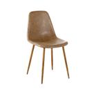 Cadeira Jantar Tânia Marrom Vintage PU Base Nogueira