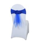 Cadeira, laço, elástico azul com flor de tule