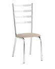 Cadeira Liara cromada para cozinha ou sala de jantar super resistente-assento tecido bege-Aurora Line