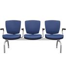 Cadeira Longarina 3 Lugares Aeroporto Recepção Cromado Baixa Flexi P03 VinilAzul-Lyam