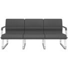 Cadeira Longarina 3 Lugares Recepção Com Braço Pés Cromado Lev P03 Crepe Preto - Lyam Decor