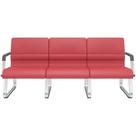 Cadeira Longarina 3 Lugares Recepção com Braço Pés Cromado Lev P03 Vinil Vermelho - Lyam Decor Cadeira Longarina 3 Lugares Recepção com Braço Pés Cromado Lev P03 Vinil Vermelho - Lyam Decor