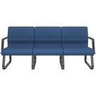 Cadeira Longarina 3 Lugares Recepção com Braço Pés Preto Lev P03 Crepe Azul - Lyam Decor Cadeira Longarina 3 Lugares Recepção com Braço Pés Preto Lev P03 Crepe Azul - Lyam Decor