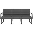 Cadeira Longarina 3 Lugares Recepção com Braço Pés Preto Lev P03 Crepe Preto - Lyam Decor