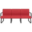 Cadeira Longarina 3 Lugares Recepção Com Braço Pés Preto Lev P03 Crepe Vermelho - Lyam Decor Cadeira Longarina 3 Lugares Recepção Com Braço Pés Preto Lev P03 Crepe Vermelho - Lyam Decor