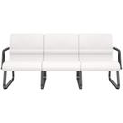 Cadeira Longarina 3 Lugares Recepção com Braço Pés Preto Lev P03 Vinil Branco - Lyam Decor