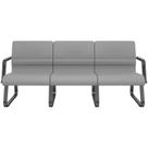 Cadeira Longarina 3 Lugares Recepção Com Braço Pés Preto Lev P03 Vinil Cinza - Lyam Decor Cadeira Longarina 3 Lugares Recepção Com Braço Pés Preto Lev P03 Vinil Cinza - Lyam Decor