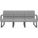 Cadeira Longarina 3 Lugares Recepção com Braço Pés Preto Lev P03 Vinil Cinza - Lyam Decor Cadeira Longarina 3 Lugares Recepção com Braço Pés Preto Lev P03 Vinil Cinza - Lyam Decor