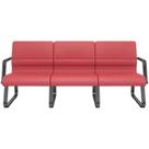 Cadeira Longarina 3 Lugares Recepção Com Braço Pés Preto Lev P03 Vinil Vermelho - Lyam Decor Cadeira Longarina 3 Lugares Recepção Com Braço Pés Preto Lev P03 Vinil Vermelho - Lyam Decor