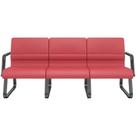 Cadeira Longarina 3 Lugares Recepção com Braço Pés Preto Lev P03 Vinil Vermelho - Lyam Decor Cadeira Longarina 3 Lugares Recepção com Braço Pés Preto Lev P03 Vinil Vermelho - Lyam Decor