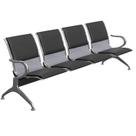Cadeira Longarina Aeroporto 4 Lugares Cromado com Estofado - Preto - TCL04