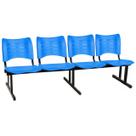 Cadeira Longarina PLÁSTICA 04 Lugares - Cor Azul - MRPLAST - 34198