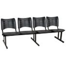 Cadeira Longarina PLÁSTICA 04 Lugares - Cor PRETO - MRPLAST - 34199