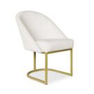 Cadeira Lua Metal Dourado Decorativa Estofada em Veludo Bege para Sala e Escritório
