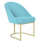Cadeira Lua Metal Dourado Decorativa Estofada em Veludo Turquesa para Sala e Escritório Cadeira Lua Metal Dourado Decorativa Estofada em Veludo Turquesa para Sala e Escritório