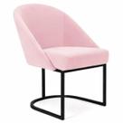 Cadeira Lua Metal Preto Decorativa Estofada em Veludo Rosa Bb para Sala e Escritório