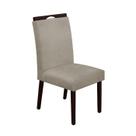 Cadeira Mesa de Jantar Madeira Maciça Linho Premium Heloísa Cor da Estrutura:CastanhoCor do Assento:Bege Linho