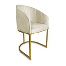 Cadeira Mia Sala de Jantar Suede Bege Base Dourada - Belliv Decor