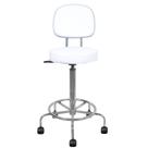 Cadeira Mocho Alta Cromada Branca Estética Giratória maca com encosto altura maxima 72cm