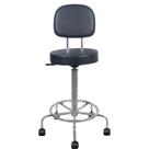 Cadeira Mocho Alta Cromada Preta Estética Giratória maca com encosto altura maxima 72cm