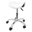 Cadeira Mocho Ergonômica Sela Branca Giratória Profissional Estrutura Cromada
