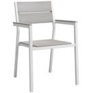 Cadeira Modway Maine, alumínio, pátio externo, branco, cinza