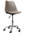 Cadeira Office Base Cromada Com Rodízio Giratória Saarinen Bege 1
