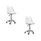 Cadeira Office Base Cromada com Rodízio Giratória Saarinen - Branco - 2