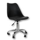 Cadeira Office Base Cromada Com Rodízio Giratória Saarinen Preto 1