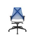 Cadeira Office Bix Tela Azul Assento Aero Branco Autocompensador Base Piramidal 95cm - 64035 Cadeira Office Bix Tela Azul Assento Aero Branco Autocompensador Base Piramidal 95cm - 64035