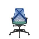 Cadeira Office Bix Tela Azul Assento Poliéster Verde Autocompensador Base Piramidal 95cm - 64038 Cadeira Office Bix Tela Azul Assento Poliéster Verde Autocompensador Base Piramidal 95cm - 64038